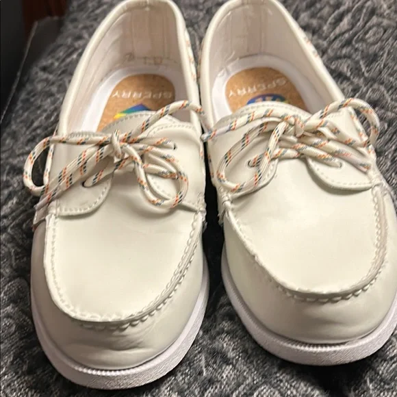 Sperry Men's Authentic Original Pride 2-Eye White/Rainbow Boat Shoes, Size 10 - Picture 2 of 12